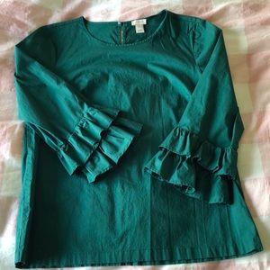J Crew ruffle sleeve blouse 8